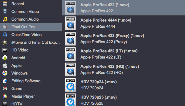 Convert MXF to best editing codec for FCP X-Apple ProRes 422 MOV
